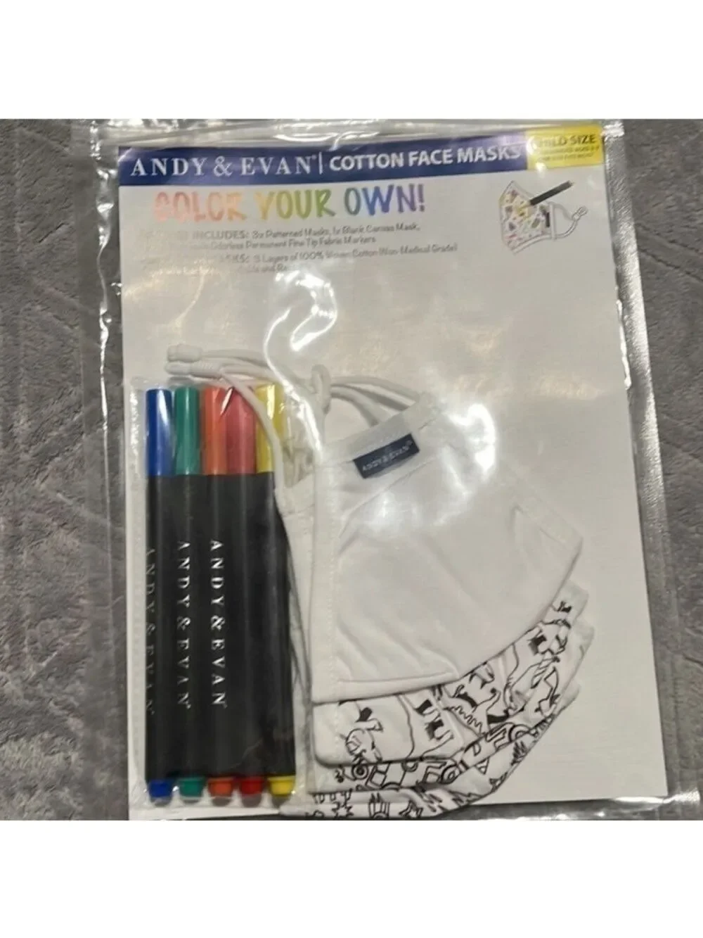 4-pack Youth Coloring Face Masks